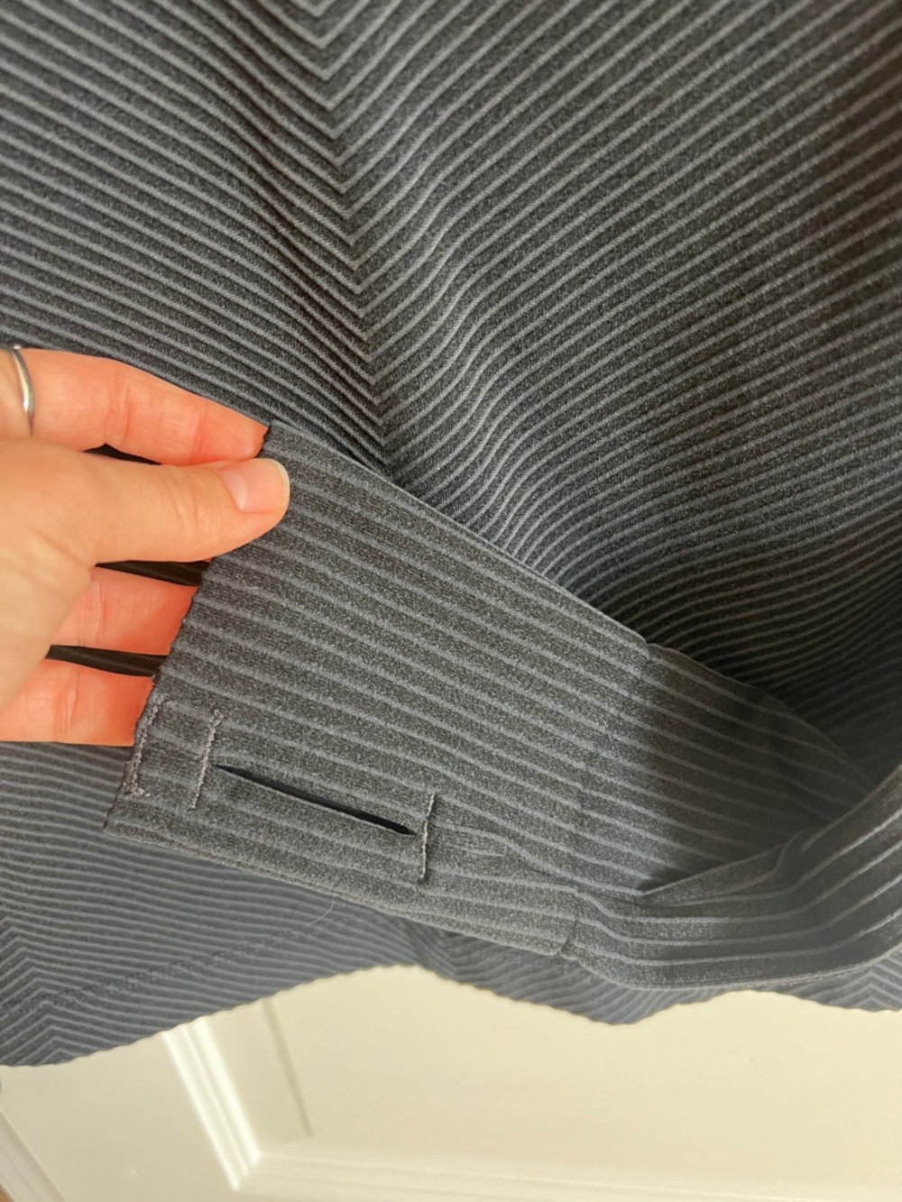 Athleta Charcoal Gray Thin-Striped Long Sleeve Crew - Picture 3 of 5